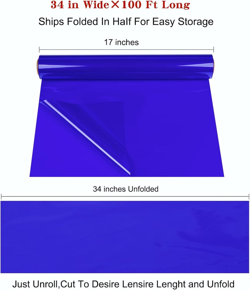 Giiffu Clear Cellophane Wrap Roll-Royal Blue Gift Wapping Cellophane Paper 34 In Wide X 100 Ft Long, 3 Mil Thick Transparent Clear Cello Paper for Hampers Basket Flower Bouquet Treat DIY Arts Crafts Décor - Image 2